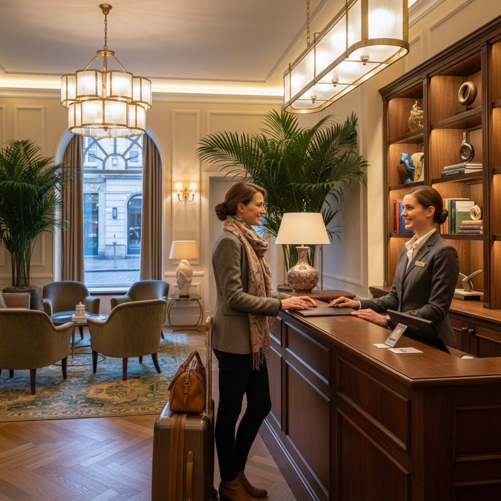 Check-in réception hôtel