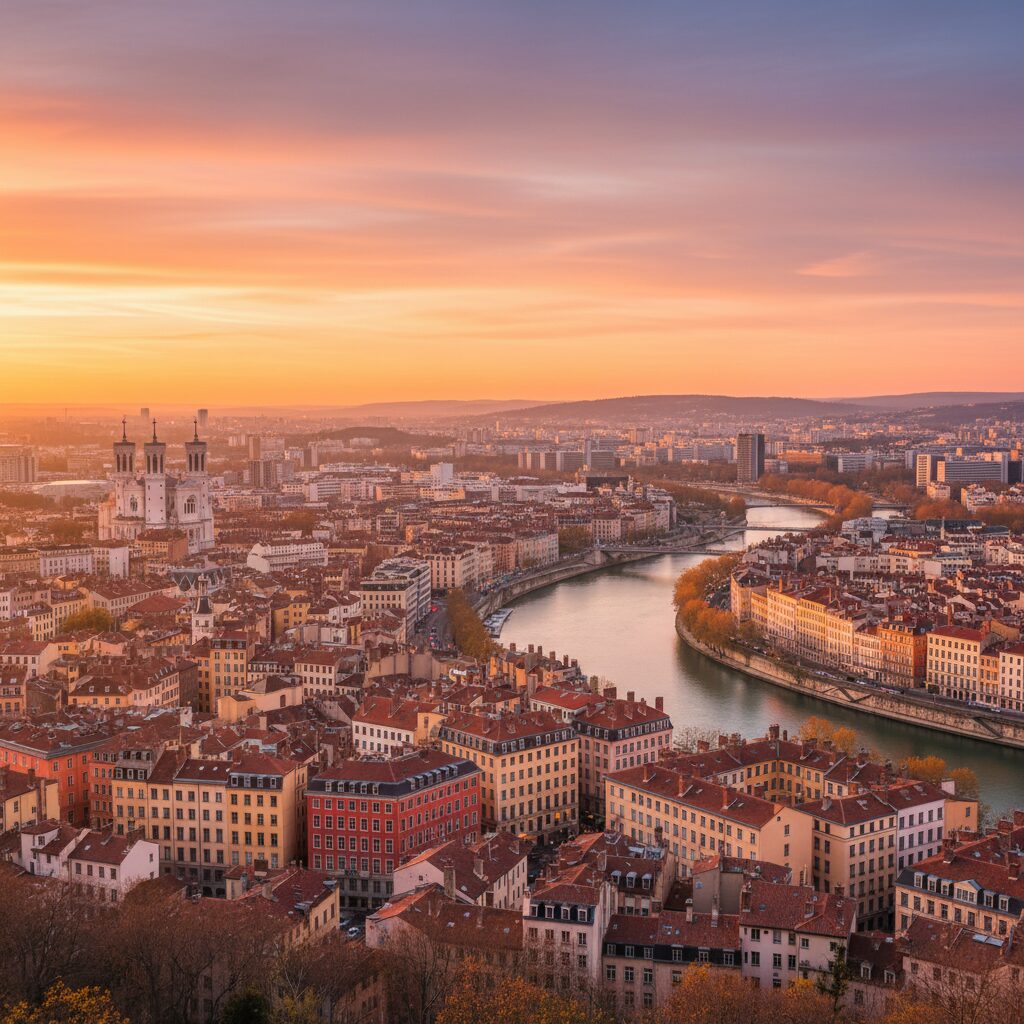 Vue panoramique de Lyon depuis Fourvière avec la Saône