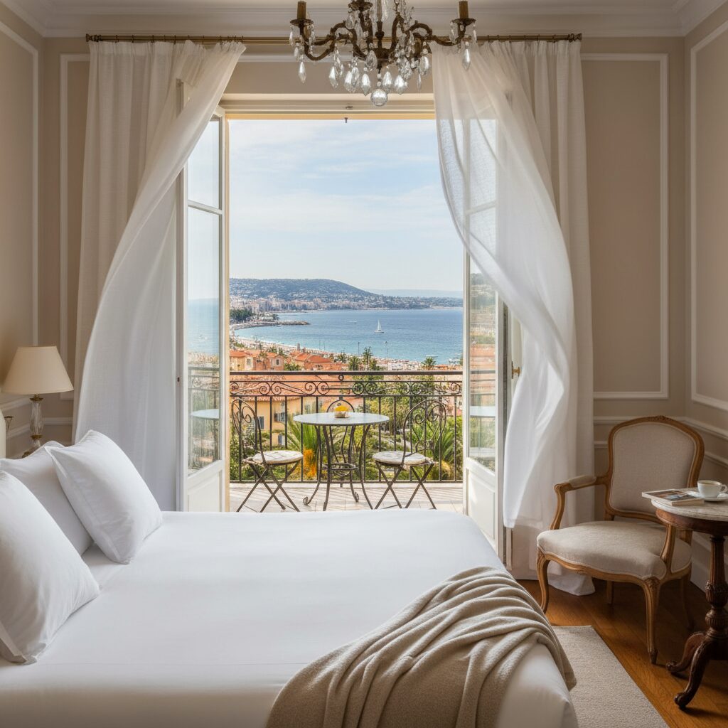 Chambre avec balcon vue mer à Nice