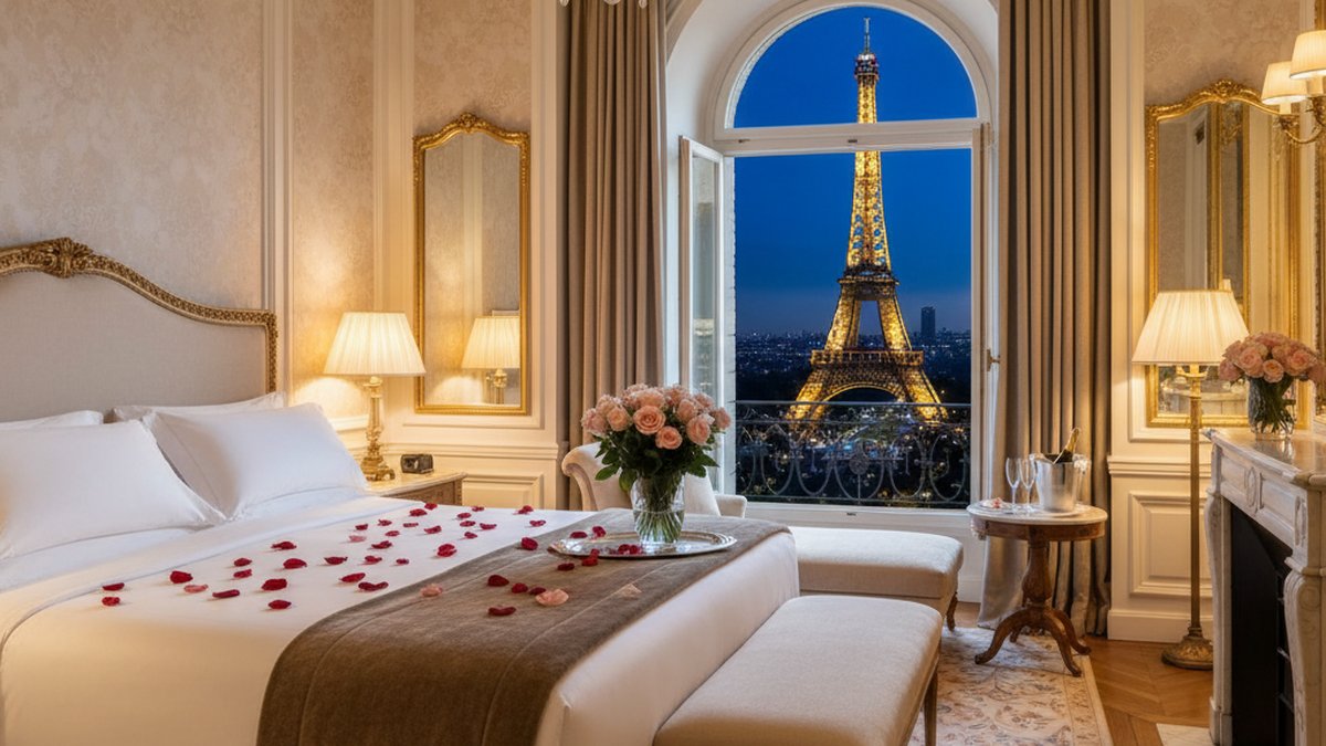 Hotel Paris vue Tour Eiffel nuit