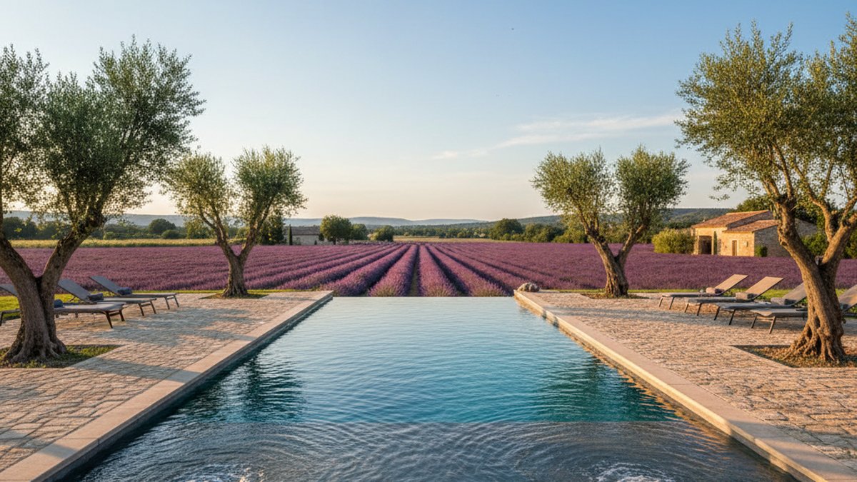 Hotel spa Provence piscine exterieure lavande