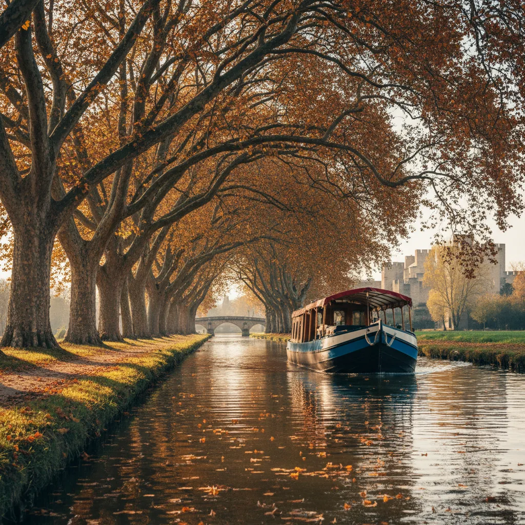Le Canal du Midi à proximité de Carcassonne, classé au patrimoine mondial de l'UNESCO