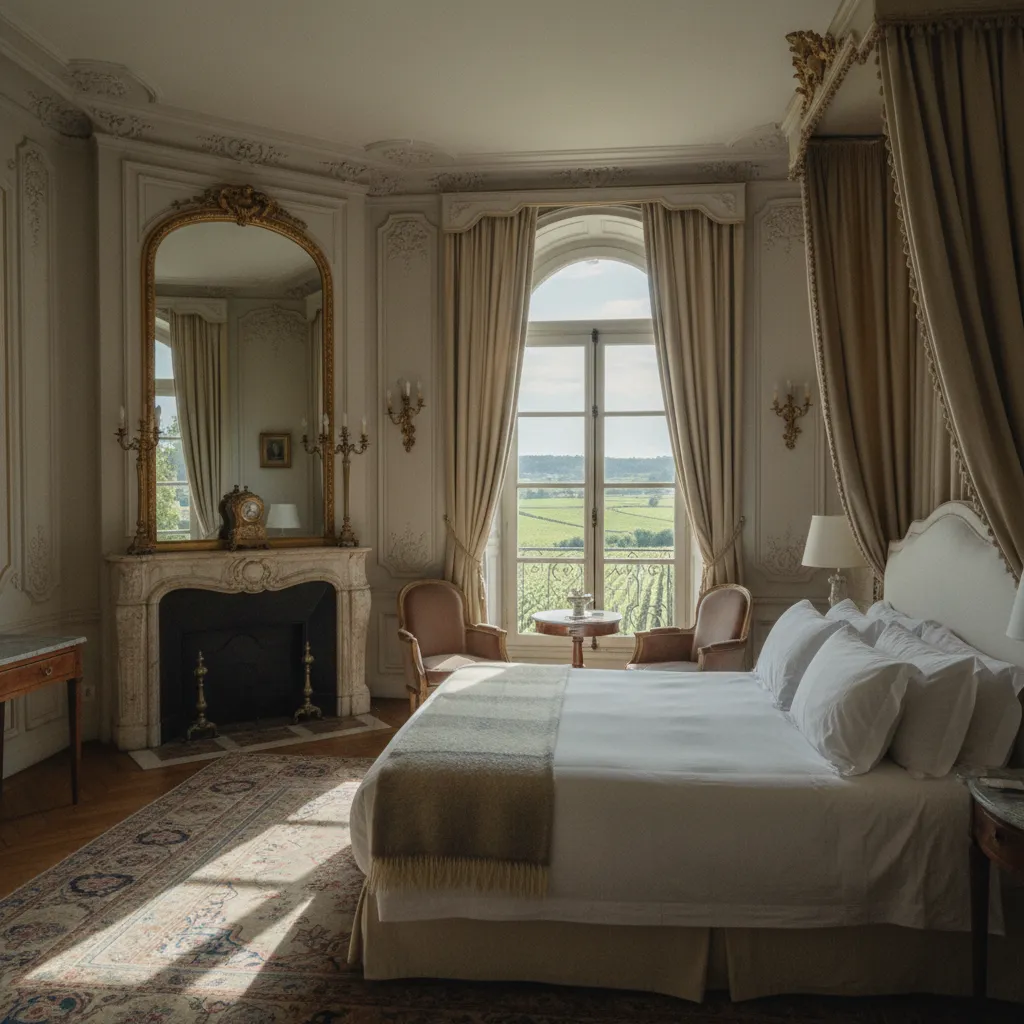 Les suites du château conservent moulures et cheminées d'époque pour un charme authentique