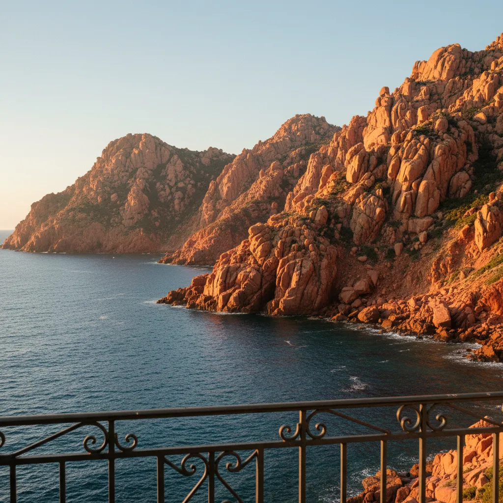 Vue sur les calanques de Piana depuis la terrasse panoramique de l'hôtel