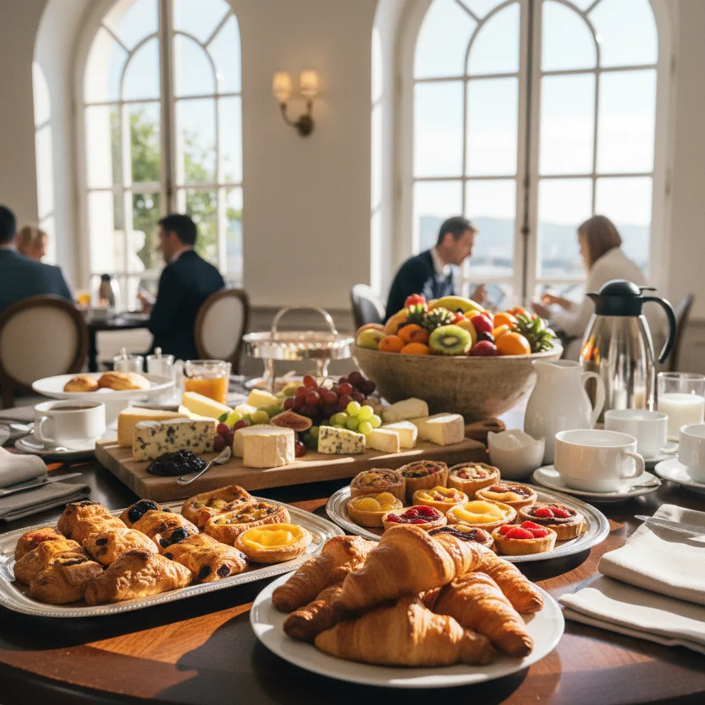 Le petit-déjeuner buffet propose viennoiseries fraîches et produits locaux chaque matin