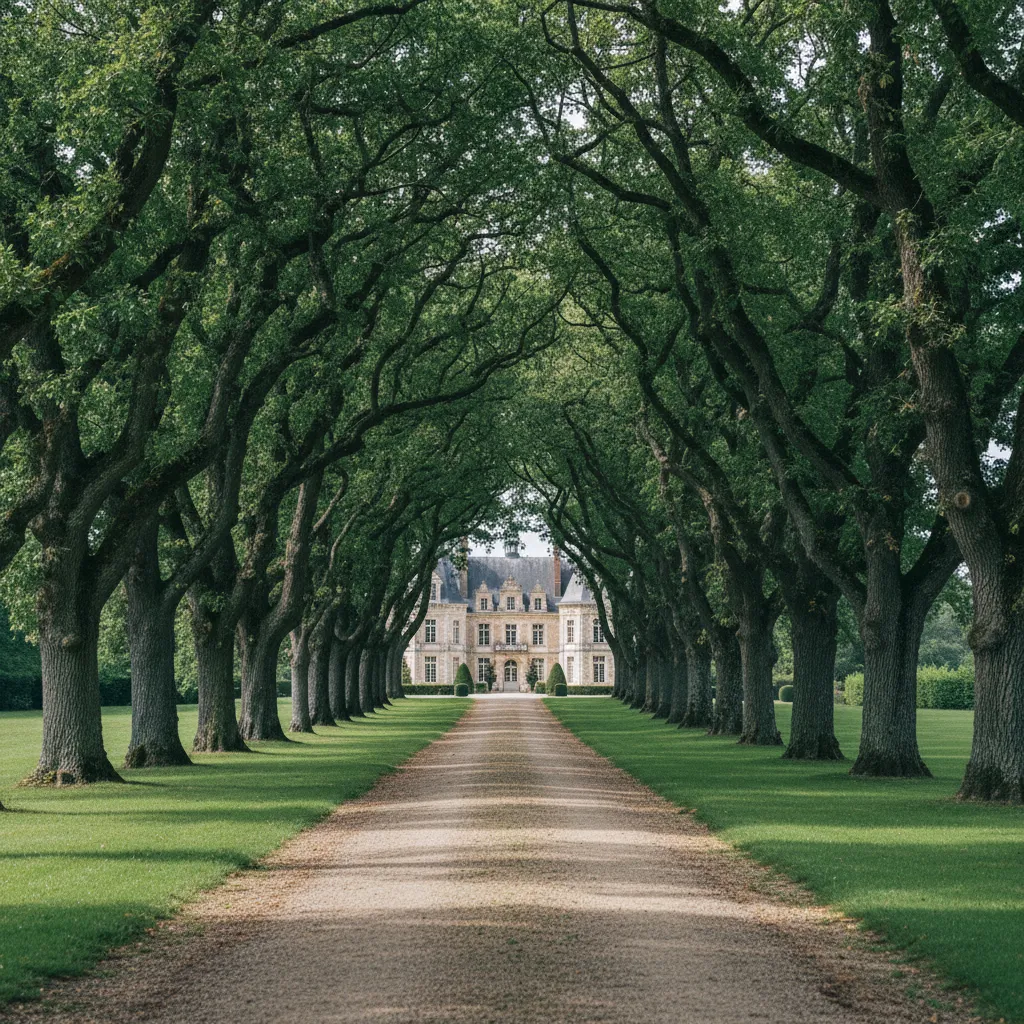 L'allée bordée d'arbres centenaires menant au domaine de Maffliers