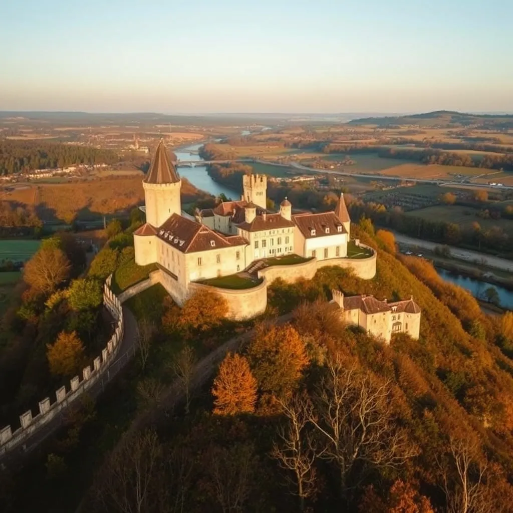 Vue panoramique sur Château-Thierry et la vallée de la Marne depuis les ruines du château