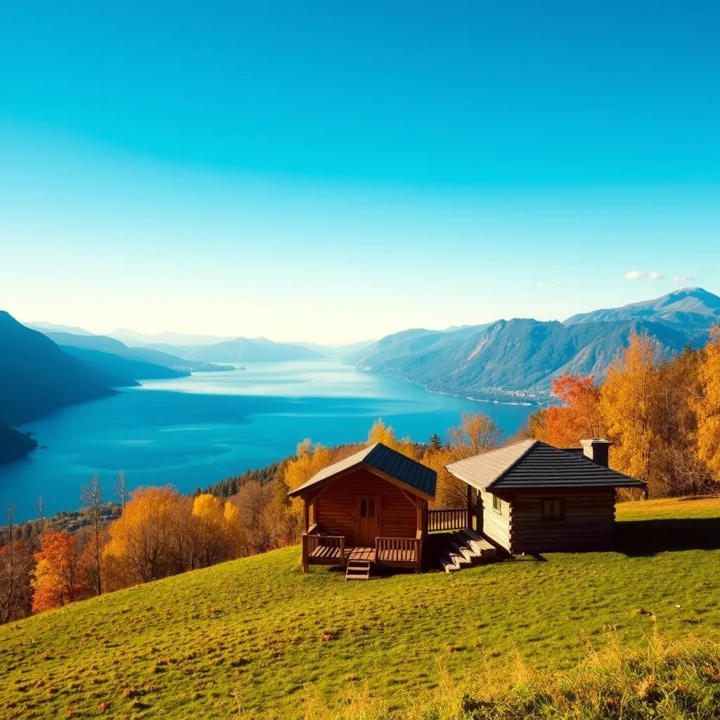 Vue panoramique sur le lac d'Annecy depuis un pod en bois