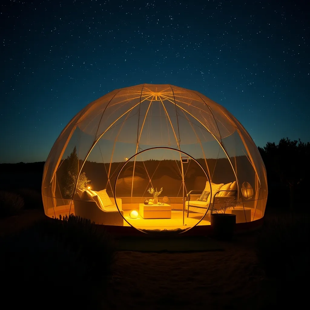 Bulle transparente sous le ciel étoilé du Var pour une nuit romantique