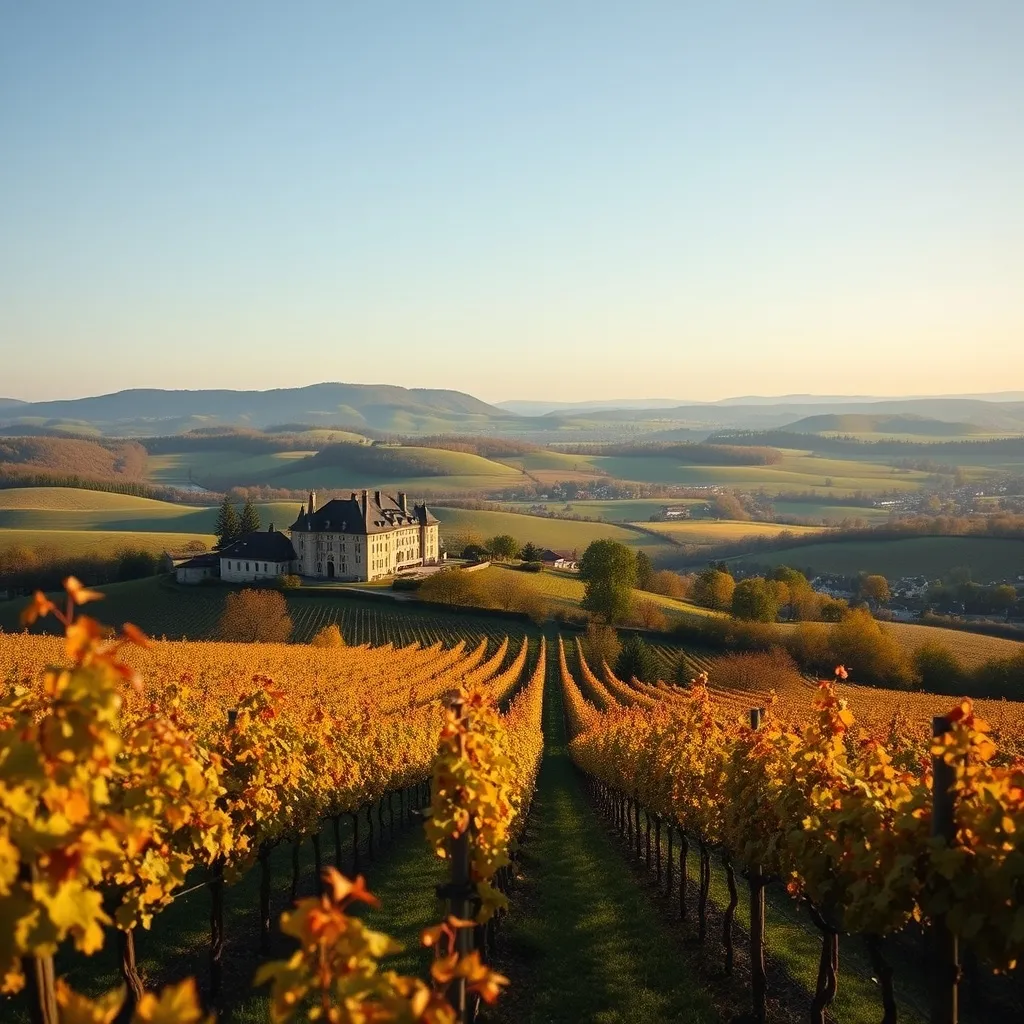 Vue panoramique sur le vignoble alsacien depuis la terrasse d'un hôtel 4 étoiles