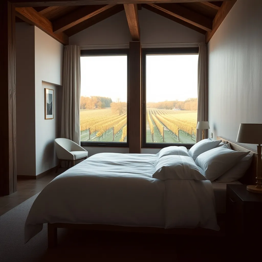 Chambre double spacieuse d'un hôtel 4 étoiles alsacien avec vue sur les vignes