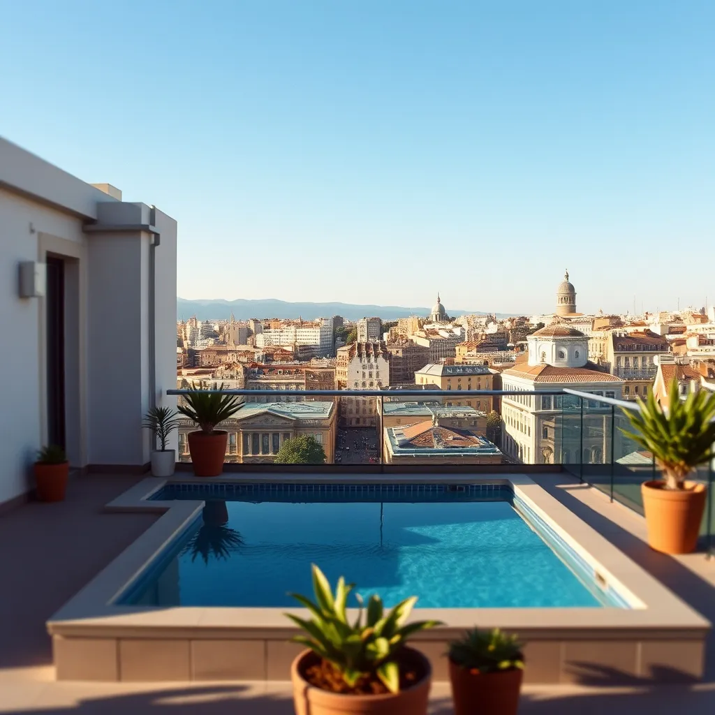 Vue depuis un rooftop hôtelier sur le quartier de l'Eixample à Barcelone