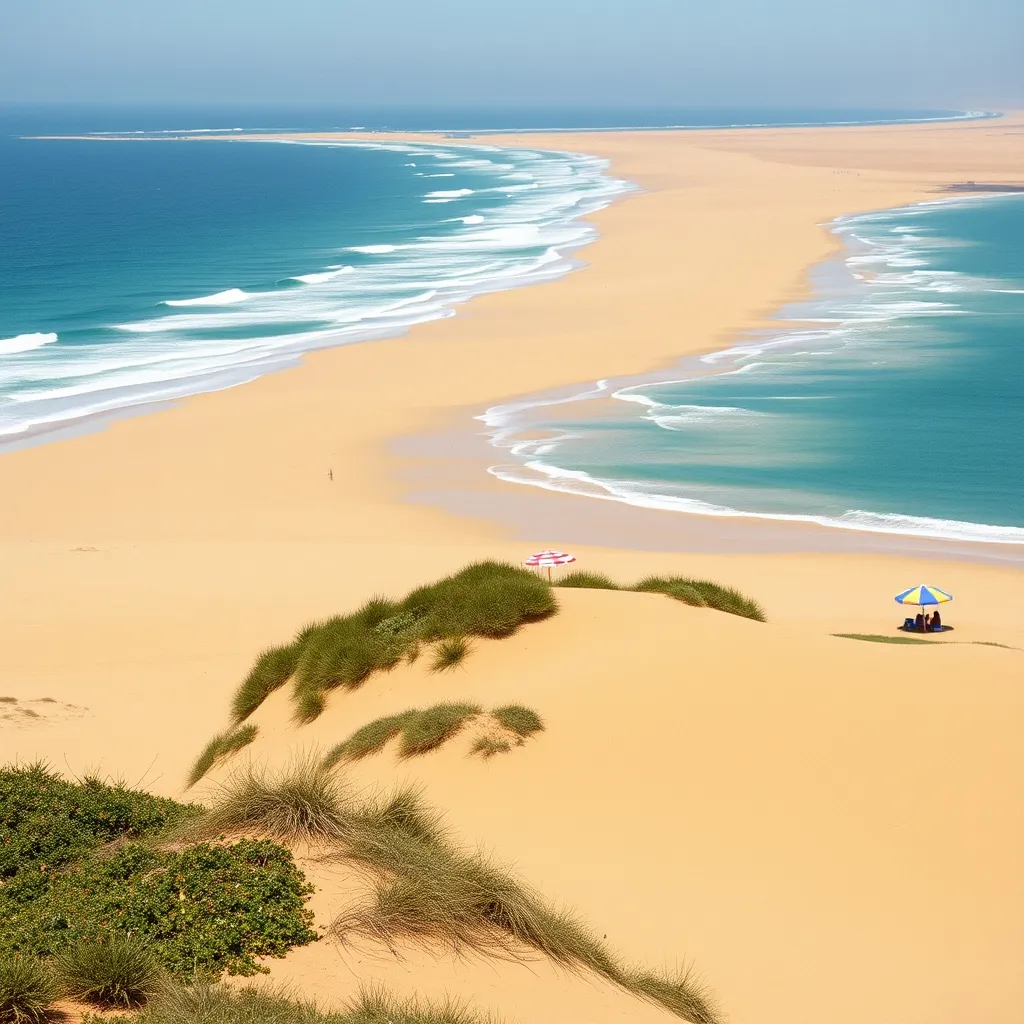 La Praia de Faro, principale plage de sable fin accessible depuis le centre-ville en vingt minutes