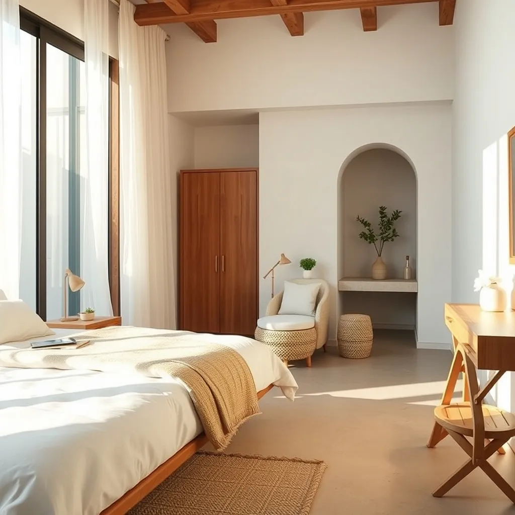 Chambre confort rénovée avec décoration d'inspiration méditerranéenne