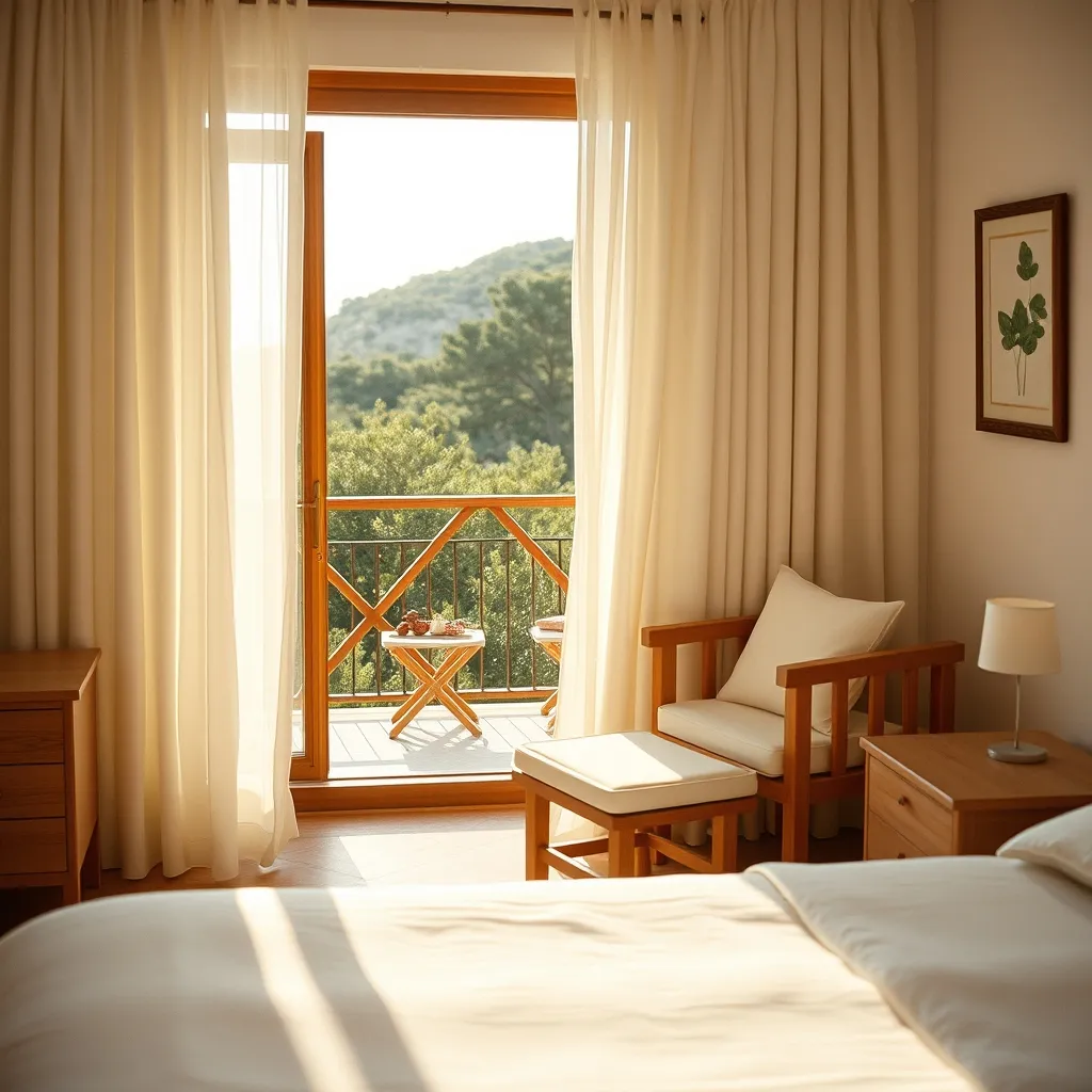 Chambre supérieure avec balcon donnant sur le jardin méditerranéen de l'hôtel
