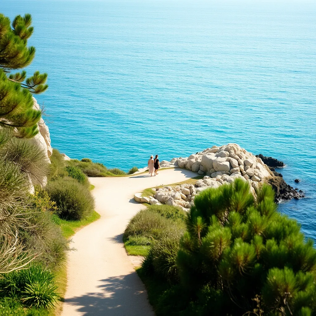 Sentier du littoral à Saint-Jean-Cap-Ferrat, accessible depuis l'hôtel Brise Marine