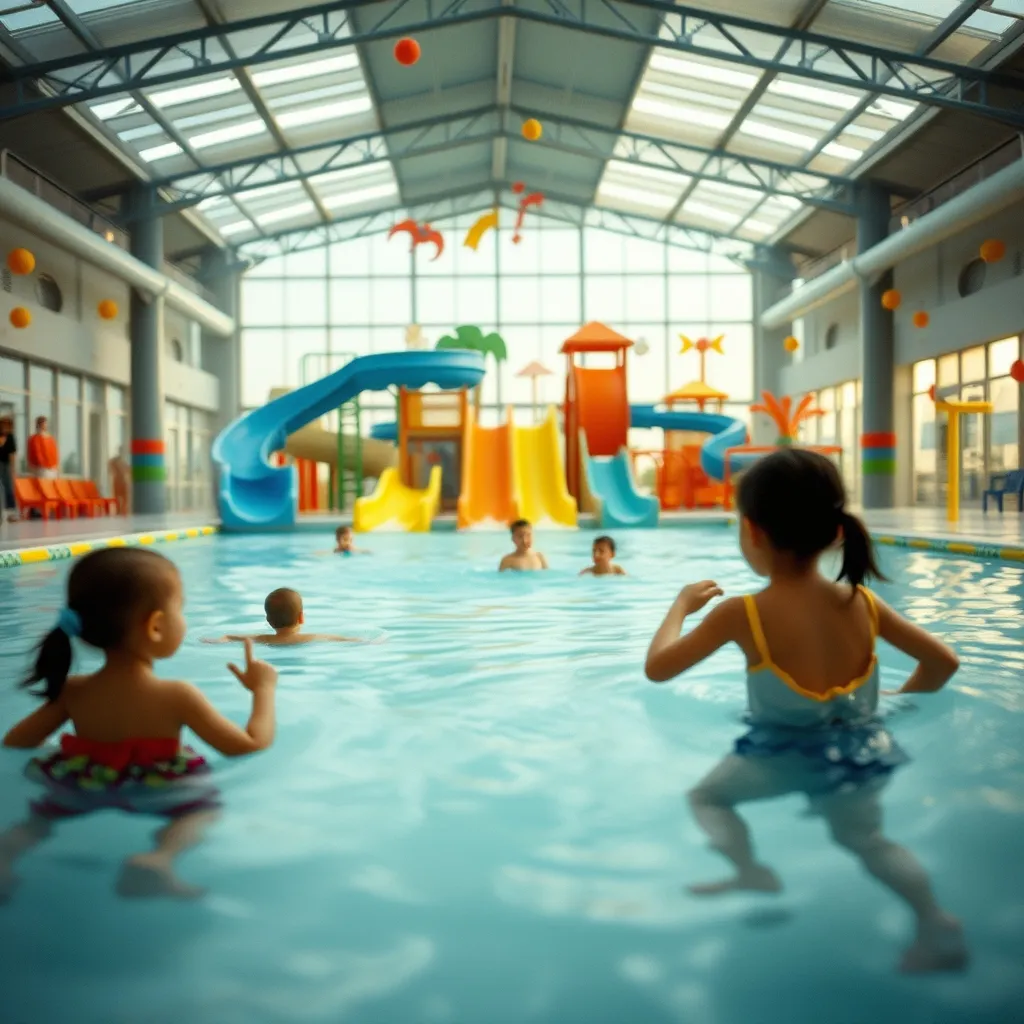 Espace aquatique ludique avec toboggans pour les familles