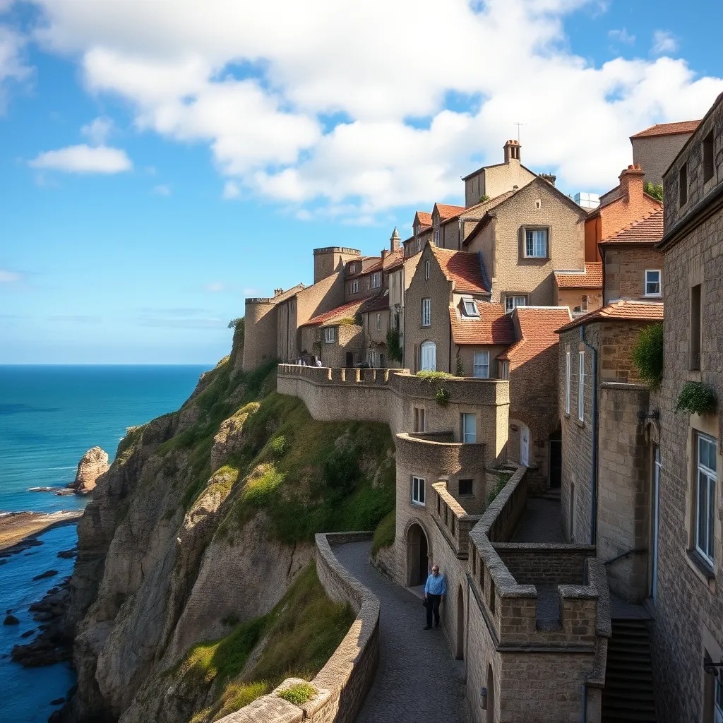La Haute-Ville fortifiée de Granville domine la baie depuis son promontoire rocheux
