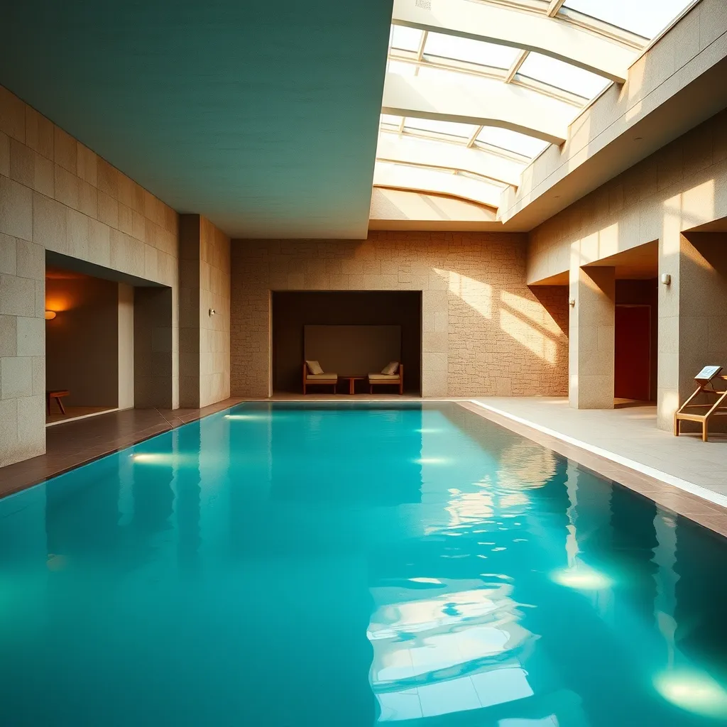 Piscine intérieure chauffée d'un hôtel spa à Honfleur, accessible toute l'année