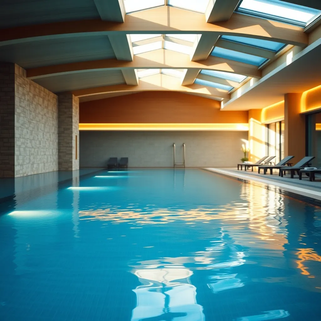 Piscine intérieure chauffée d'un hôtel haut de gamme lyonnais