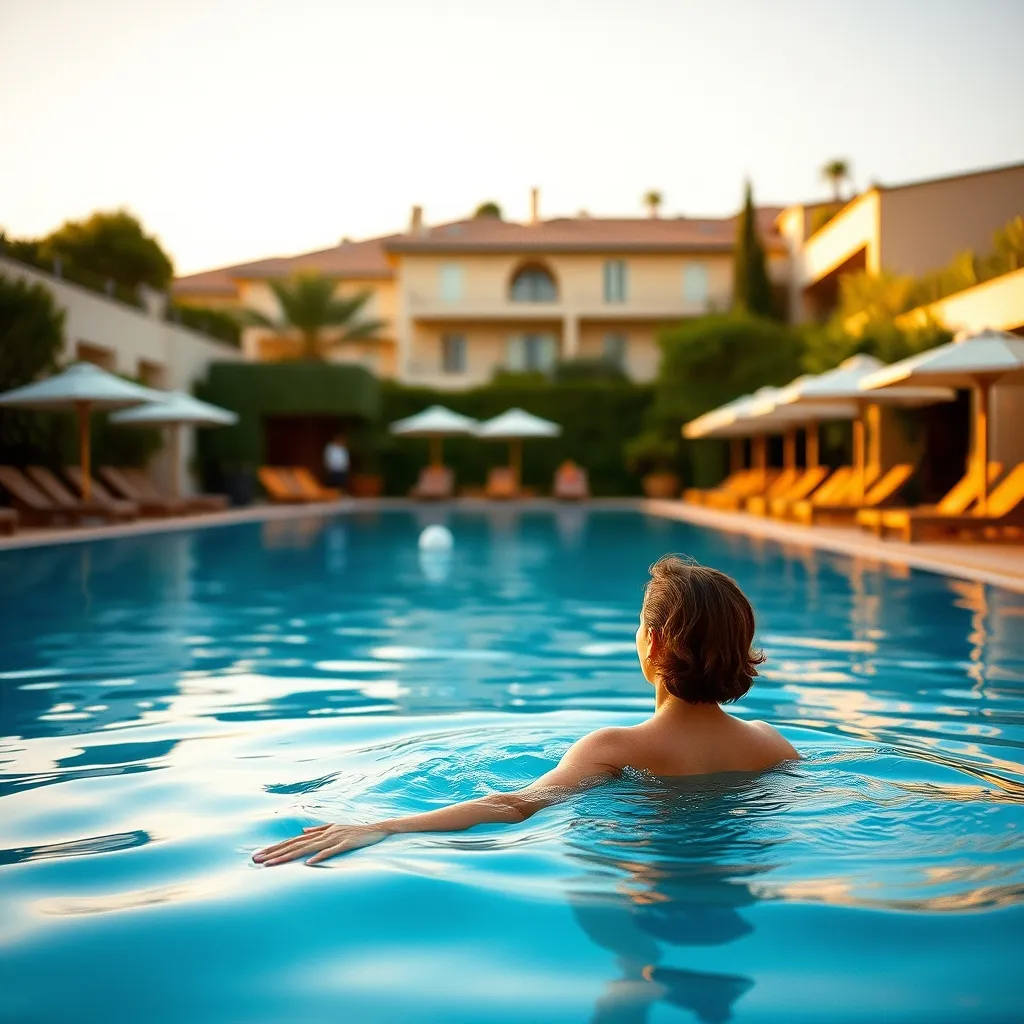 Baignade estivale dans la piscine extérieure d'un hôtel à Lyon