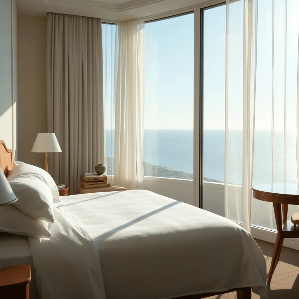 Une chambre d'hôtel haut de gamme avec vue panoramique sur la mer dans le Morbihan
