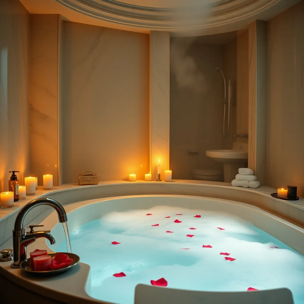 Jacuzzi privatif dans une suite d'hôtel romantique parisien
