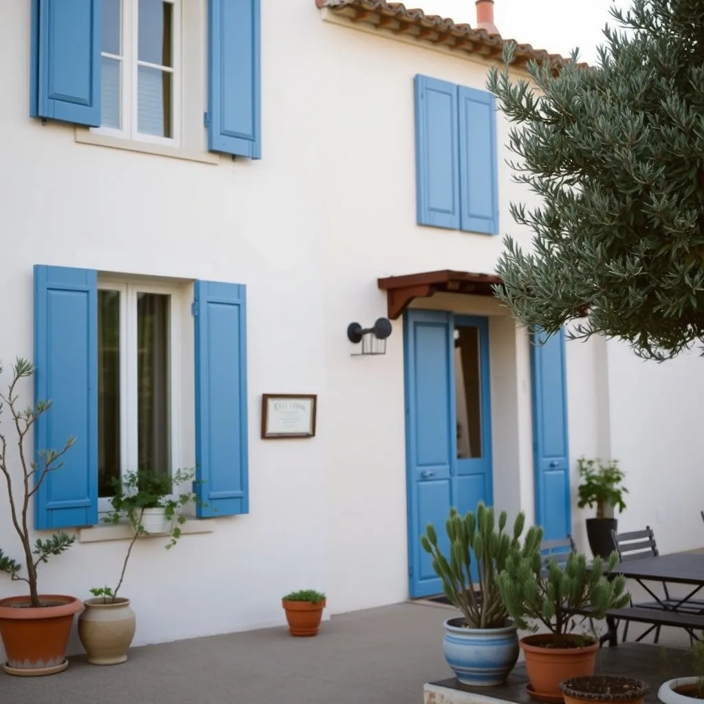 Façade typique d'un hôtel de charme aux Saintes-Maries-de-la-Mer