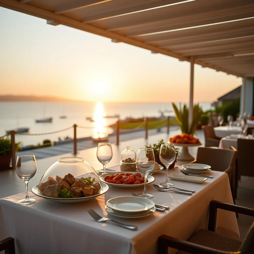 Restaurant en terrasse d'un hôtel tout compris face à la Méditerranée