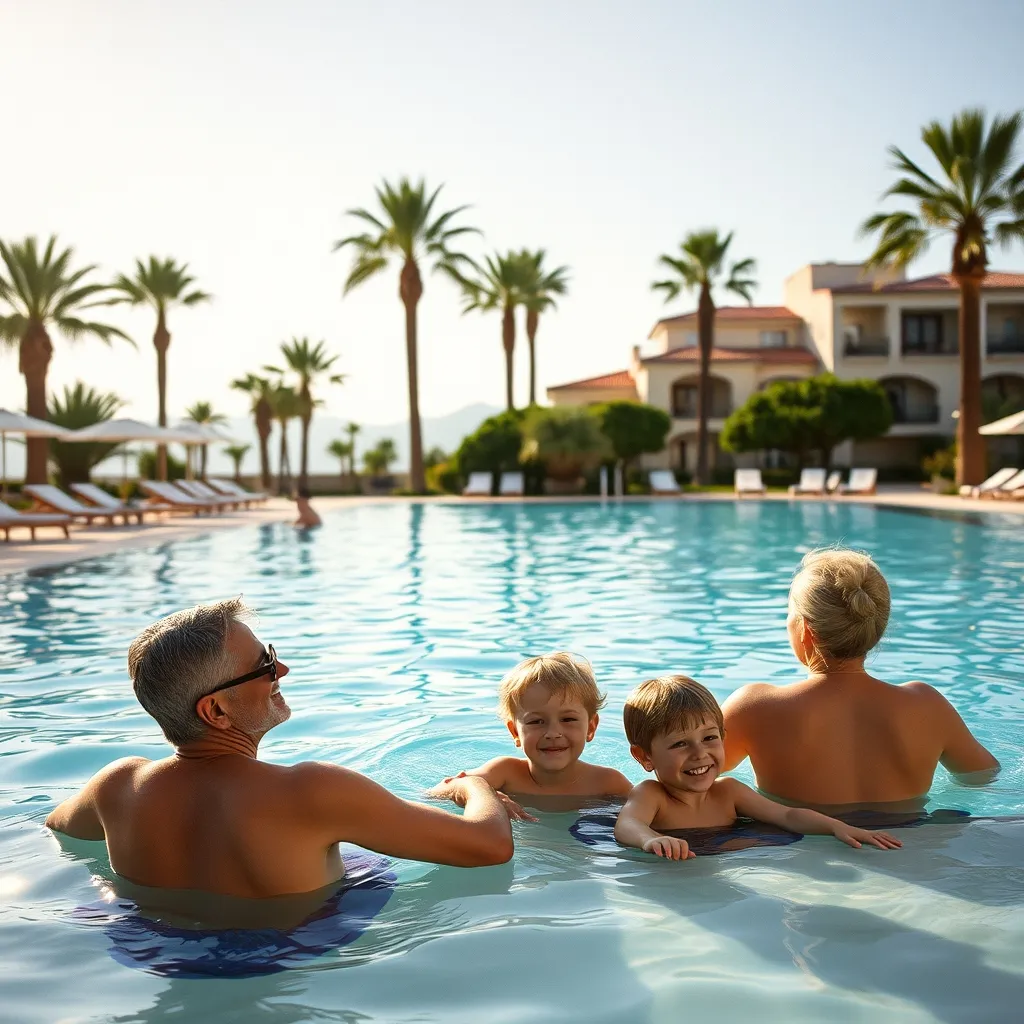 Piscine familiale dans un club de vacances en Sardaigne