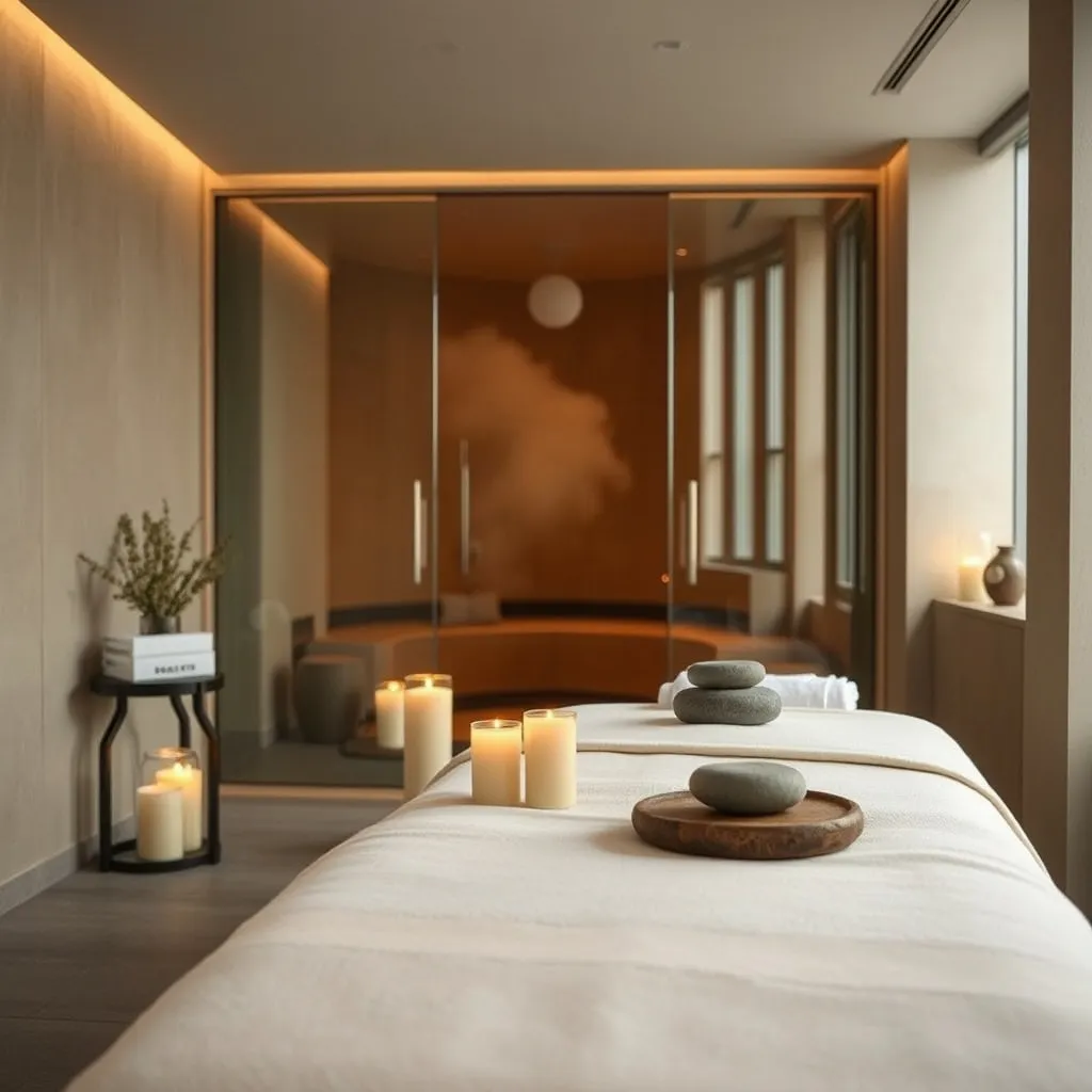 Cabine de soins et accès hammam dans un espace spa hôtelier