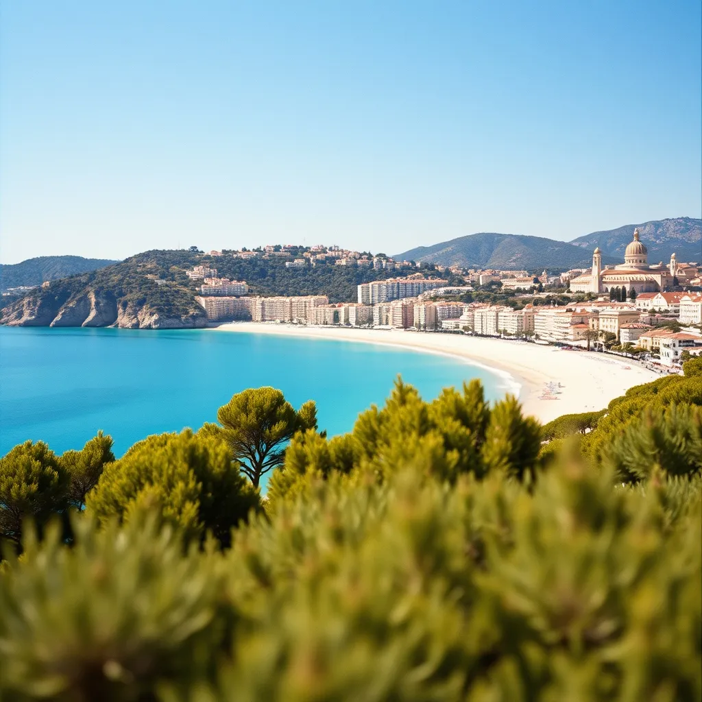 Vue panoramique sur le littoral de la Côte d'Azur depuis les hauteurs de Provence