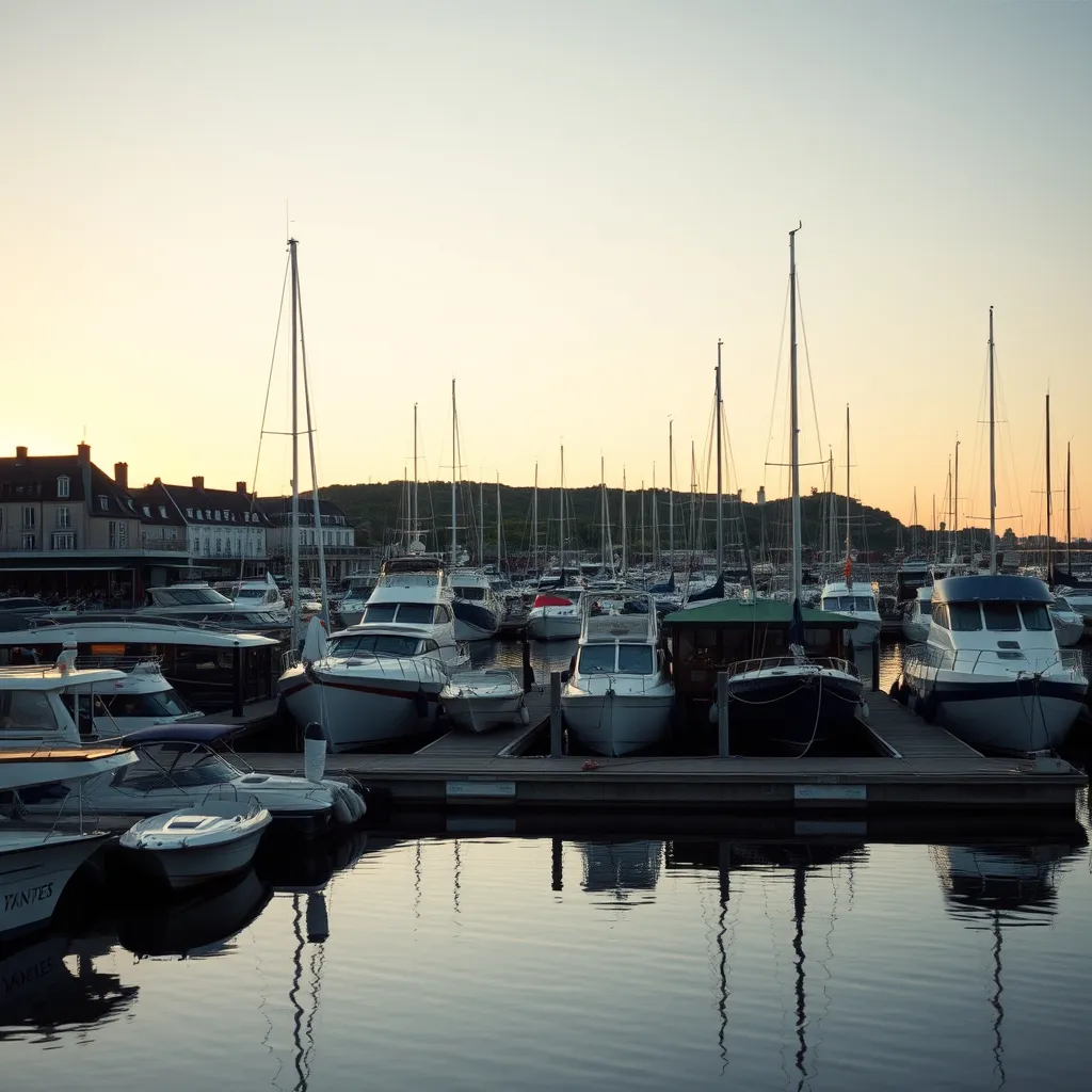 Le port de plaisance de Vannes au coucher du soleil