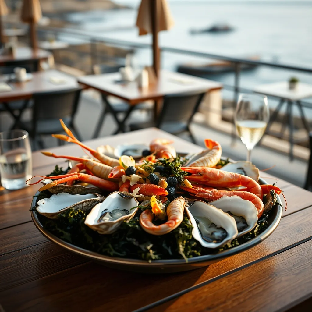 Plateau de fruits de mer face au golfe, spécialité incontournable de Vannes