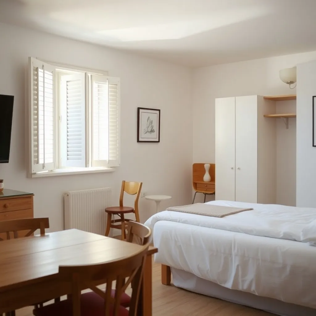 Intérieur d'un studio équipé avec kitchenette à l'Adonis Aix-en-Provence