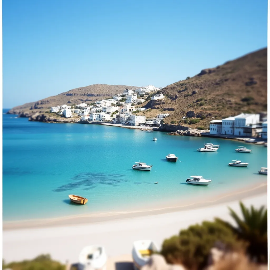 La baie d'Aegiali, principal pôle balnéaire d'Amorgos