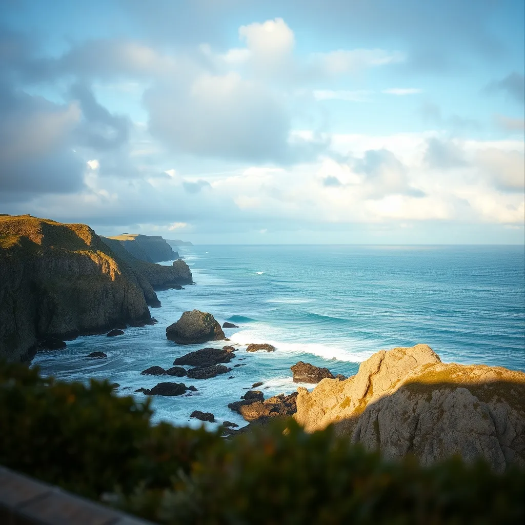 Vue panoramique sur l'océan depuis la terrasse d'un hôtel spa en Bretagne sud
