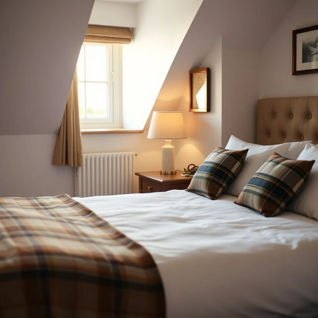 Chambre double confort avec literie soignée et décoration bretonne