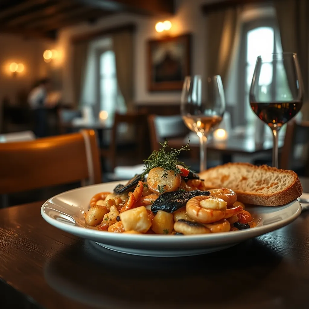 Assiette de cuisine bretonne servie au restaurant de l'hôtel