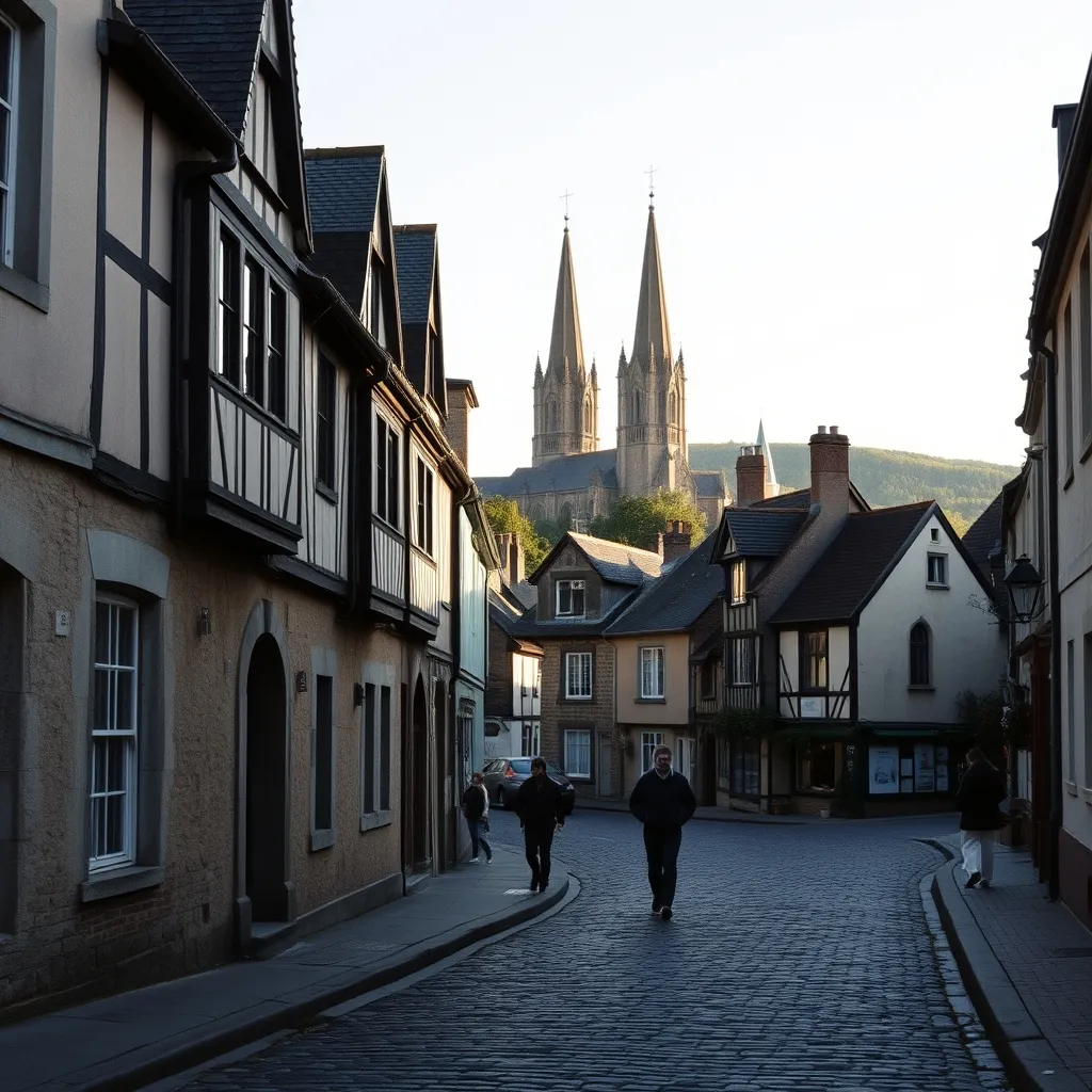 Vue sur la cathédrale Saint-Samson et les ruelles médiévales de Dol-de-Bretagne