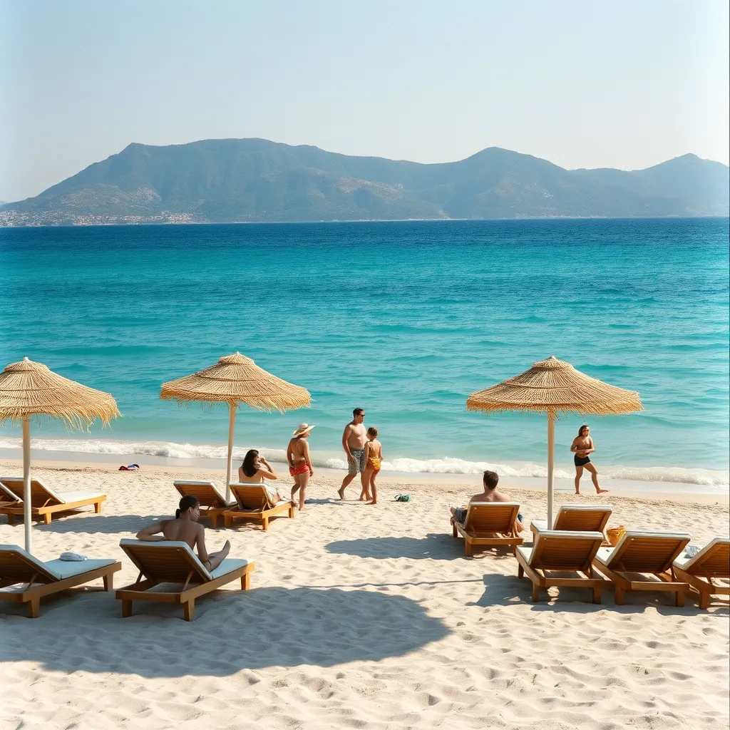 La plage privée de sable fin du Golden Coast, idéale pour les familles