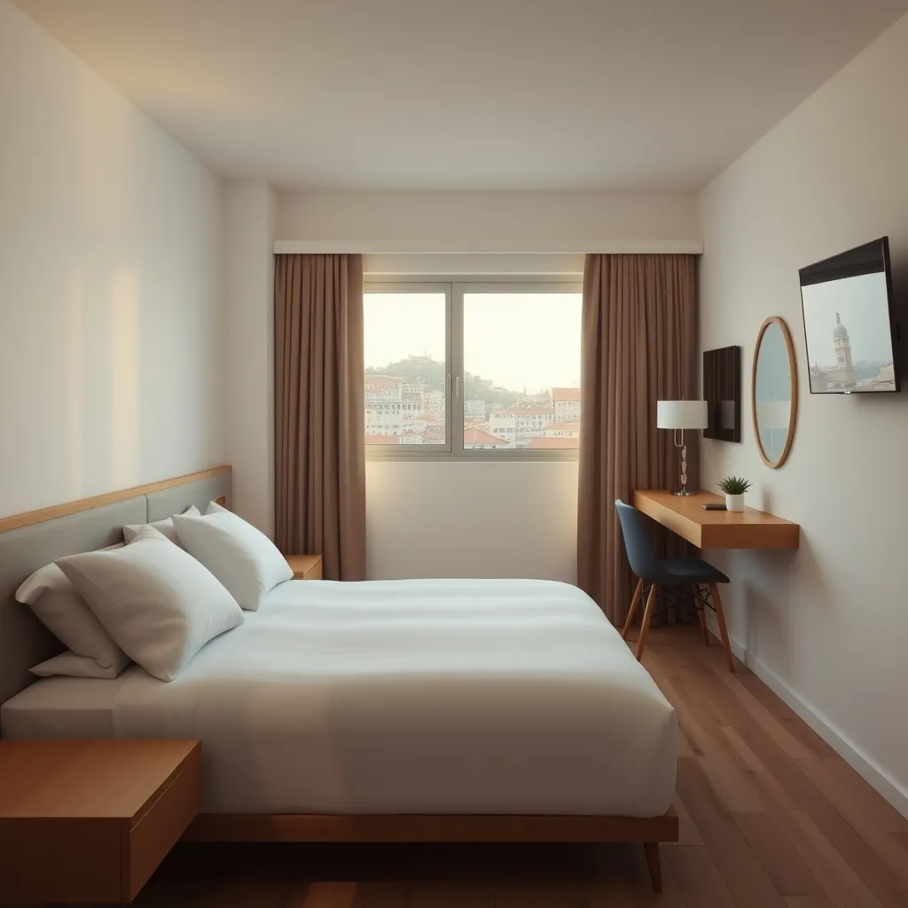 Chambre standard du Moov Hotel Porto : un espace compact mais bien agencé