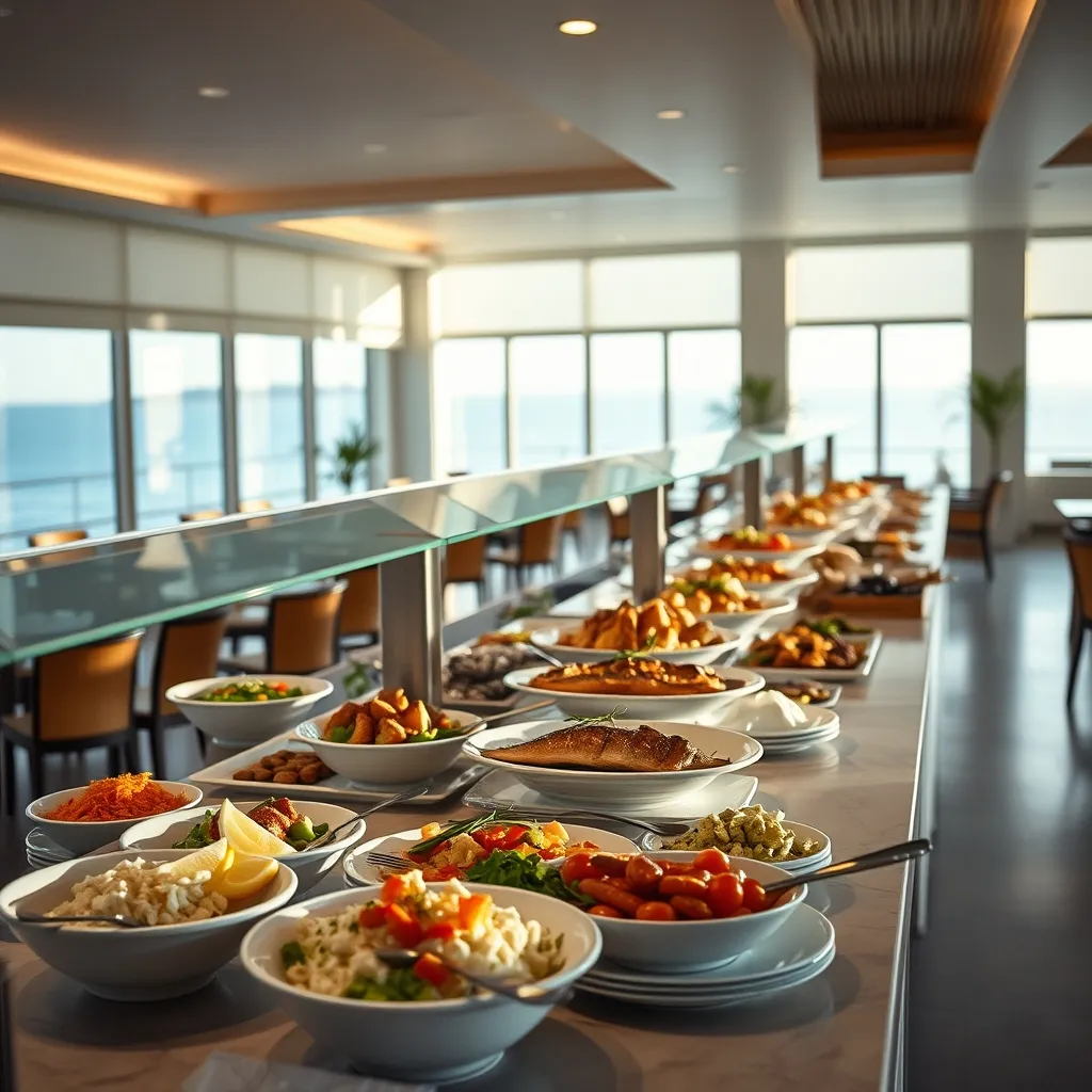 Le buffet du restaurant principal avec ses spécialités grecques et méditerranéennes