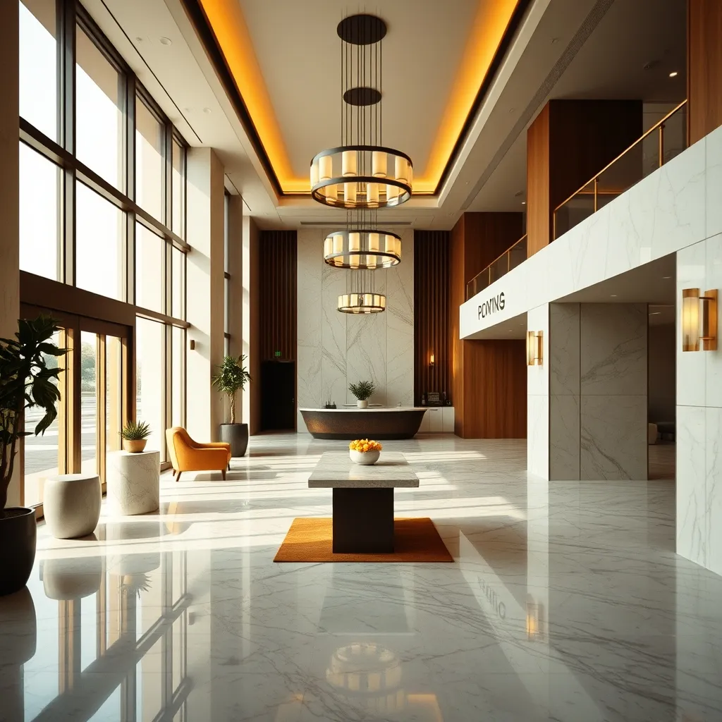Le lobby de l'Hotel Premium Porto Downtown mêle design contemporain et touches portugaises traditionnelles