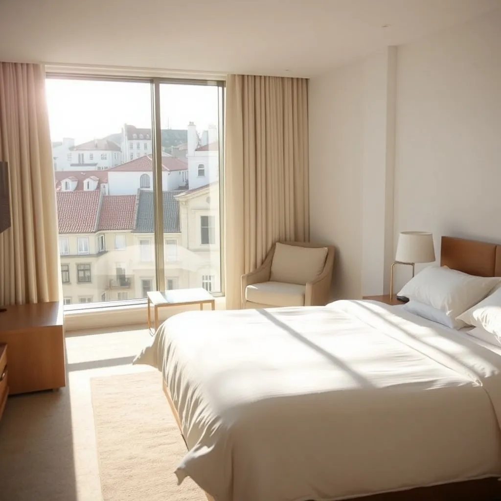 Une chambre premium spacieuse avec vue sur les toits caractéristiques de Porto