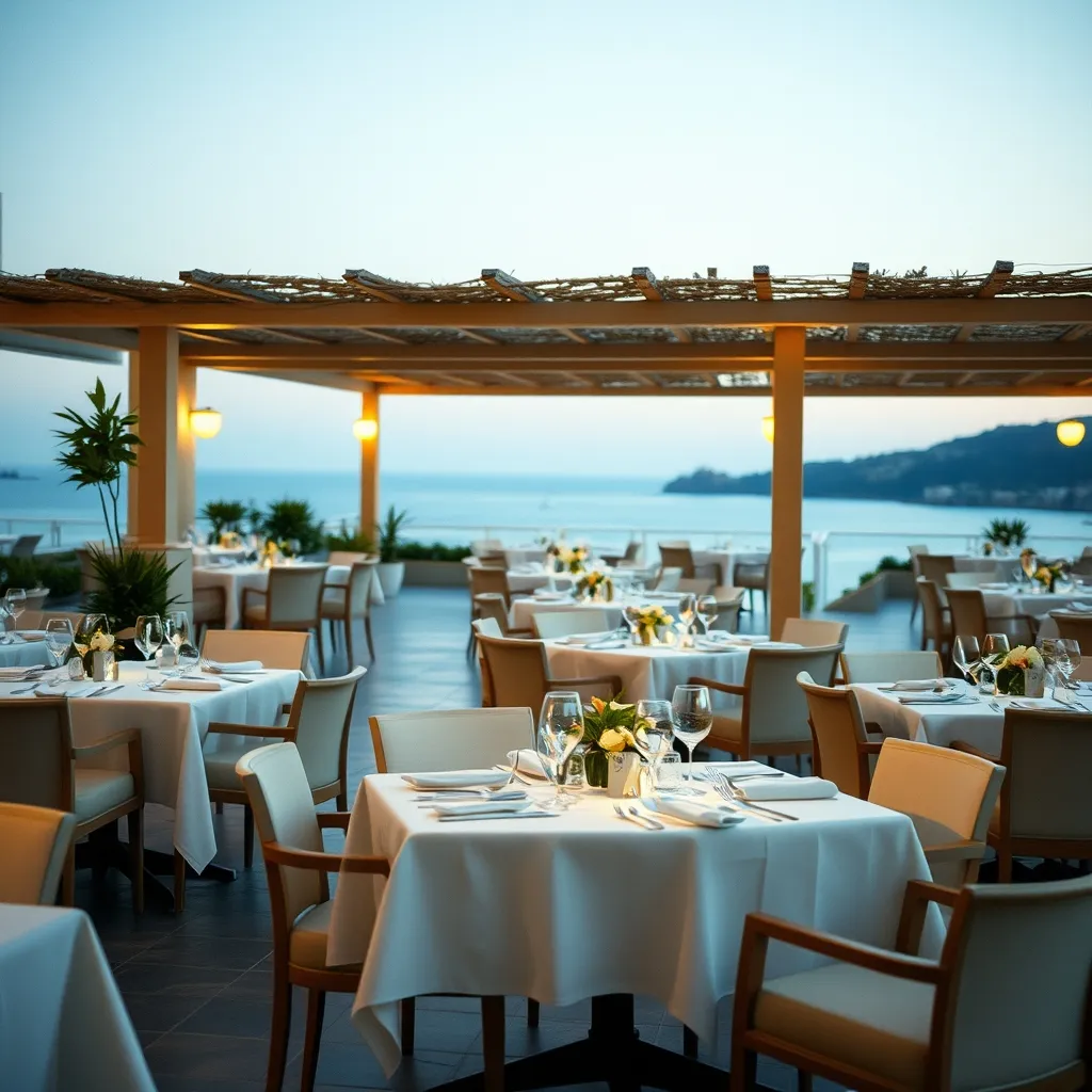 Restaurant gastronomique à la carte dans un resort Ikos en Grèce