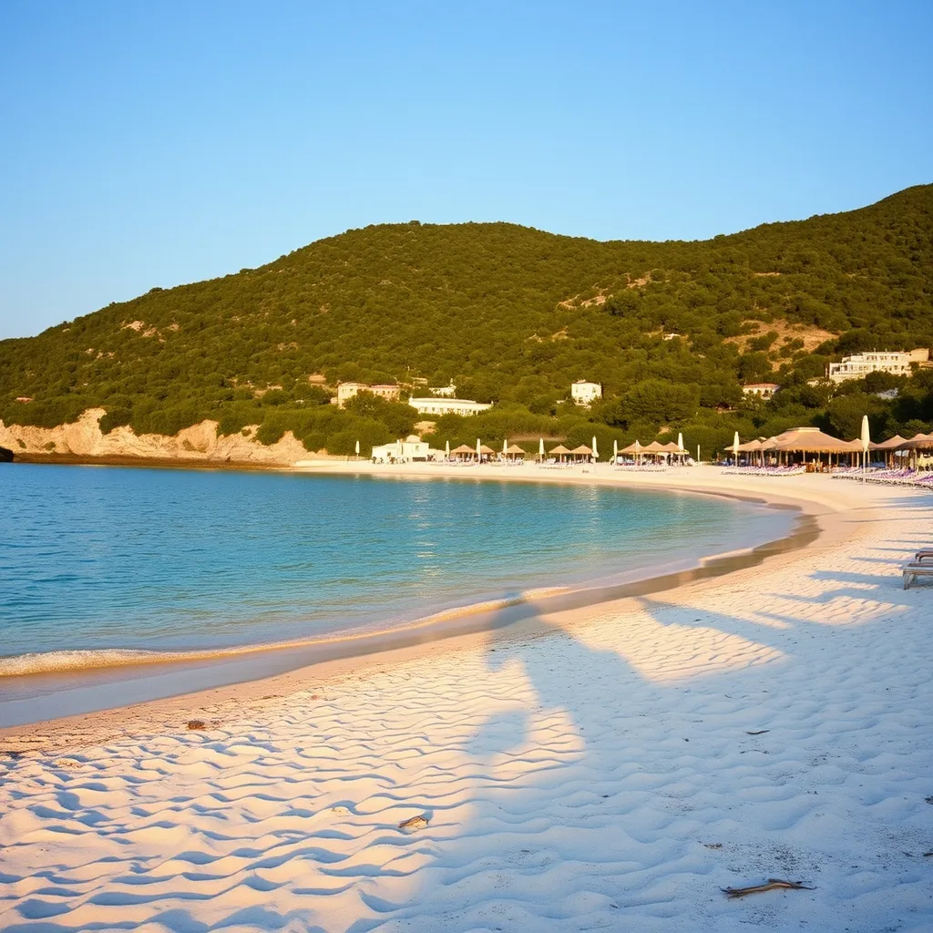 Plage de sable fin à Corfou, cadre idyllique pour un séjour en resort