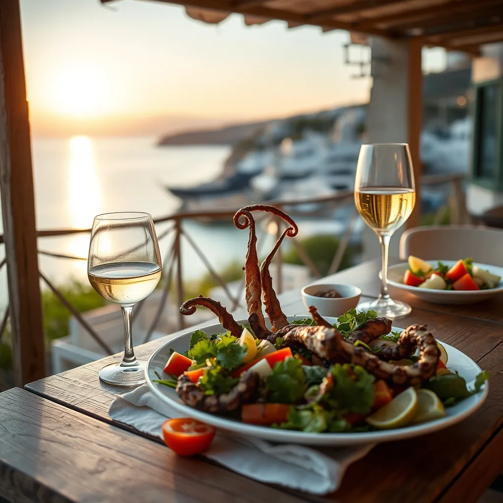 La terrasse du restaurant offre une cuisine du Mani face à la mer Égée