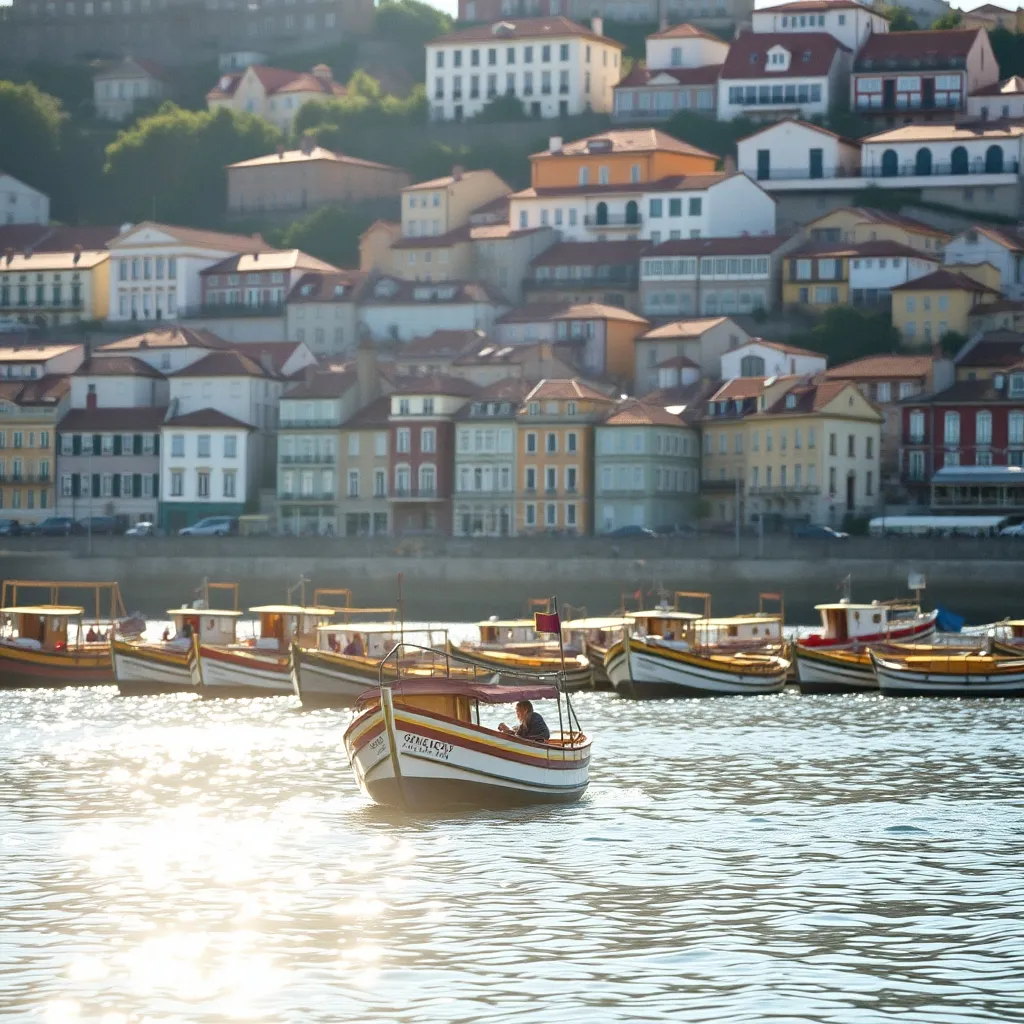 Le quartier de la Ribeira à Porto avec les bateaux rabelo sur le Douro