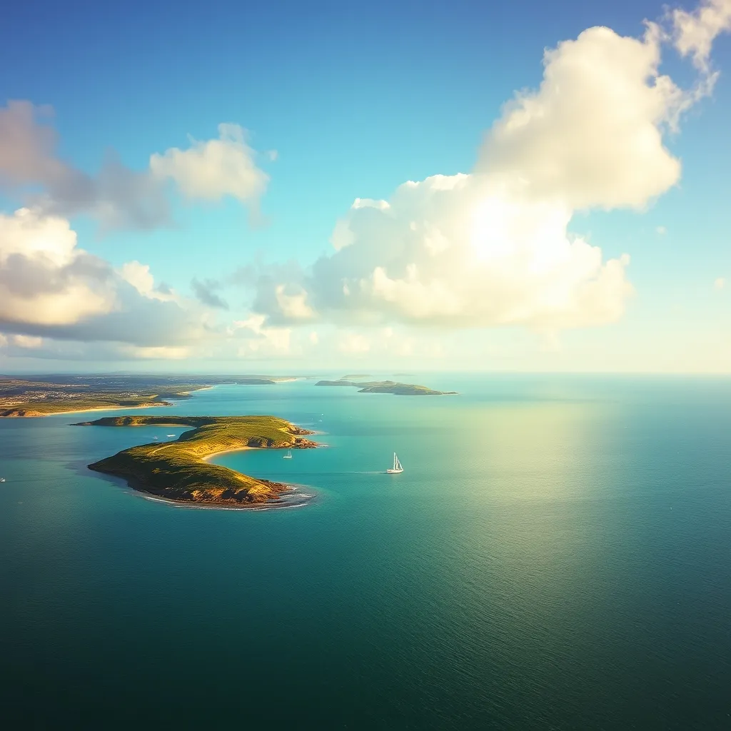 Vue panoramique sur le golfe du Morbihan depuis la presqu'île de Rhuys